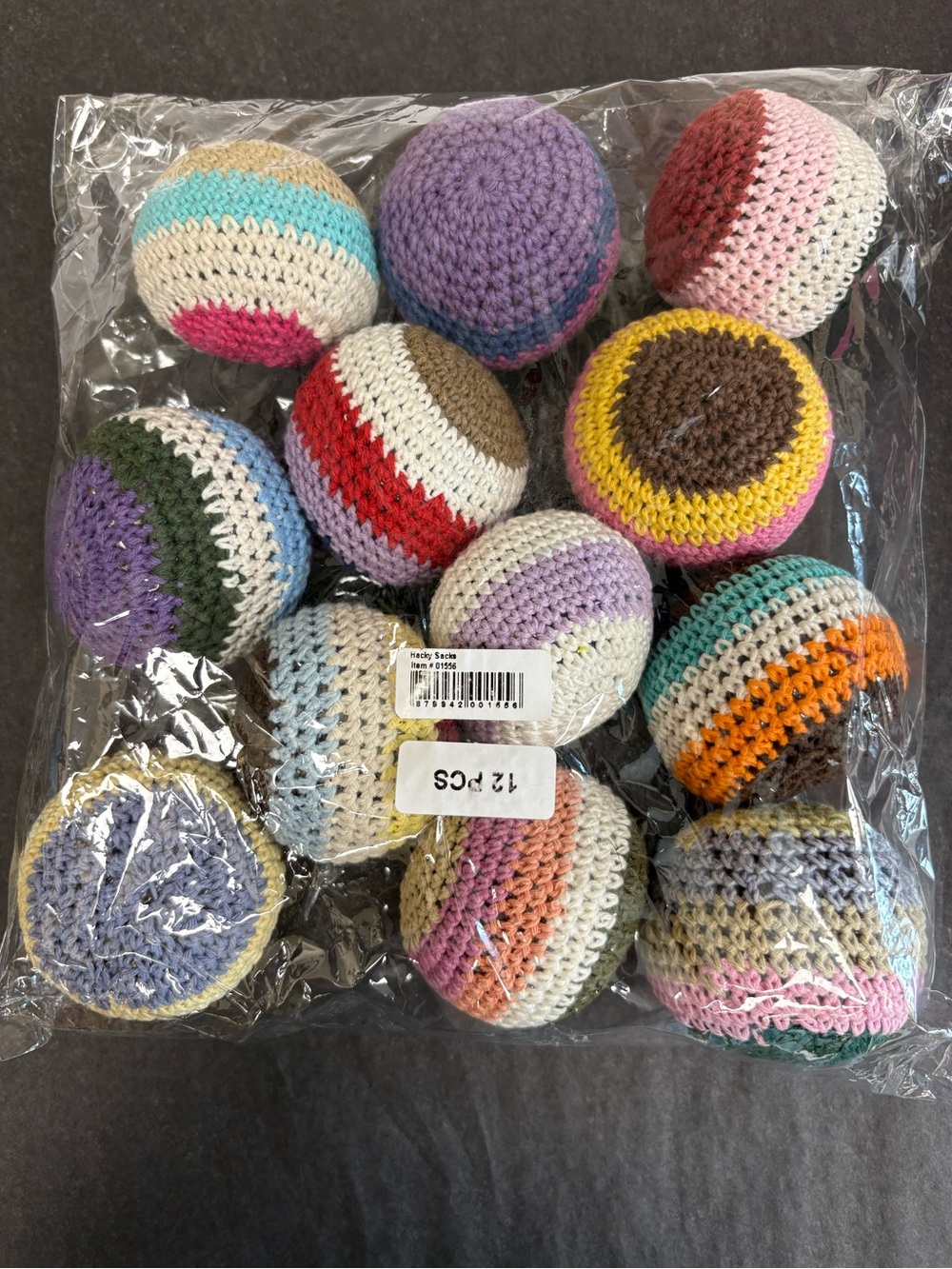 Handmade Crochet Multi-Color hacky sack Balls - Pack of 12
